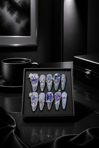 Celestial Amethyst & Silver Filigree | LUMlix Haute Nail