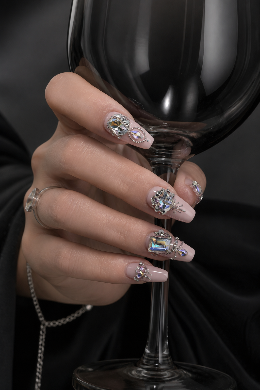 Rosé Aurora & Diamond Cascade | LUMlix Haute Nail