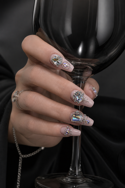 Rosé Aurora & Diamond Cascade | LUMlix Haute Nail