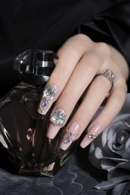 Rosé Aurora & Diamond Cascade | LUMlix Haute Nail