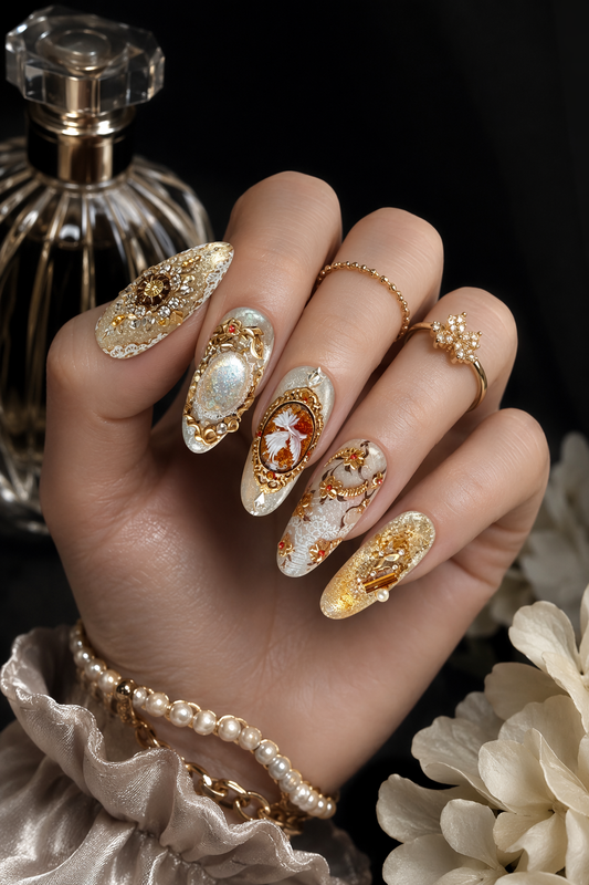 Gilded Cameo Reverie | LUMlix Haute Nail