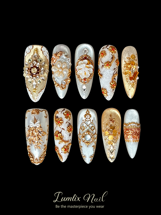 Gilded Porcelain Dynasty | LUMlix Haute Nail