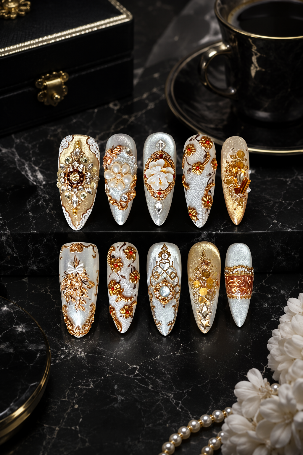 Gilded Porcelain Dynasty | LUMlix Haute Nail