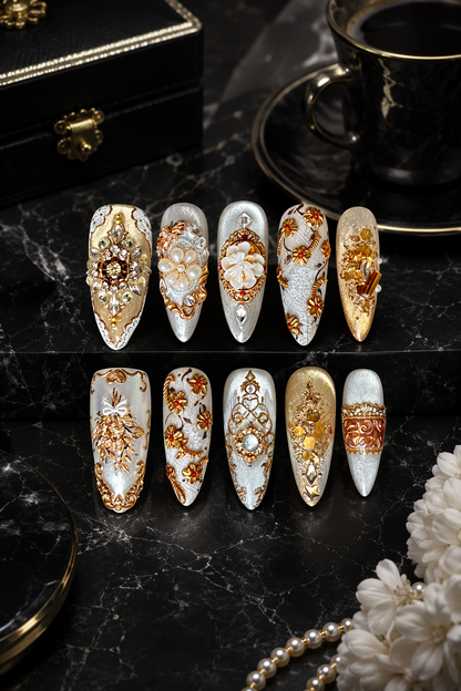 Gilded Porcelain Dynasty | LUMlix Haute Nail