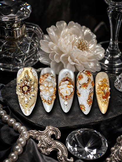 Gilded Porcelain Dynasty | LUMlix Haute Nail
