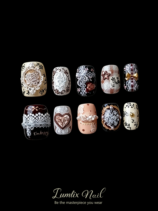 Vintage Lace & Porcelain Reverie | LUMlix Haute Nail