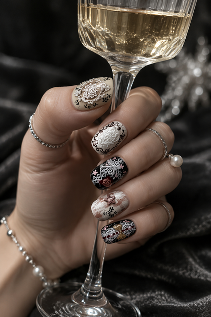 Vintage Lace & Porcelain Reverie | LUMlix Haute Nail