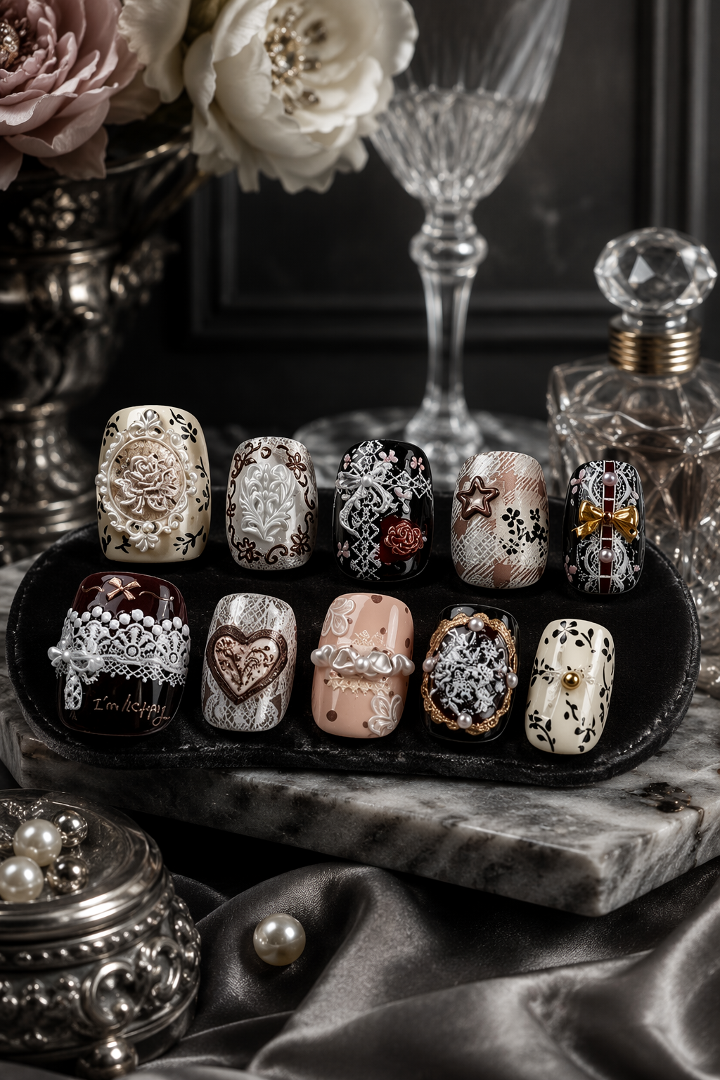Vintage Lace & Porcelain Reverie | LUMlix Haute Nail