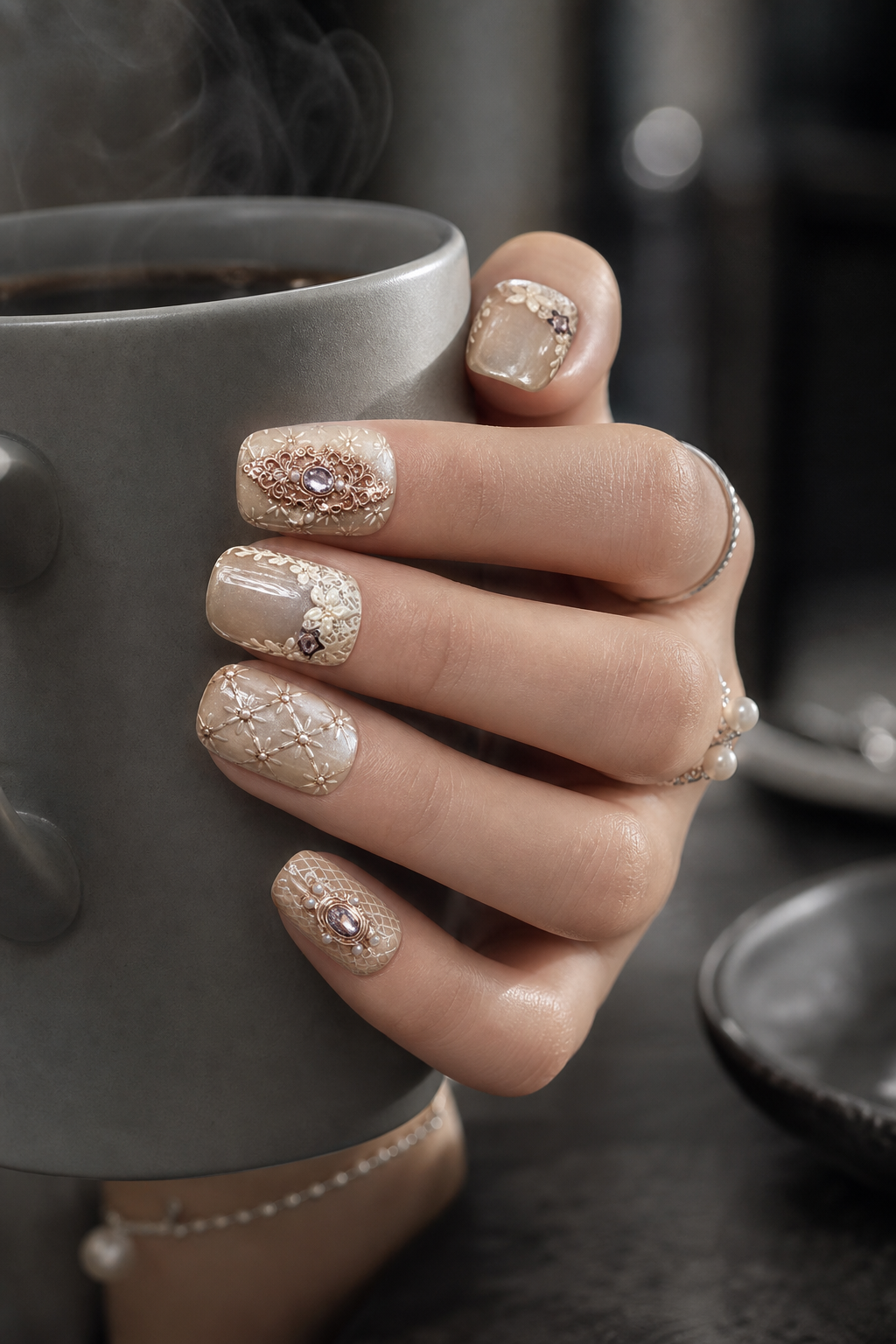 Gilded Lace Reverie | LUMlix Haute Nail