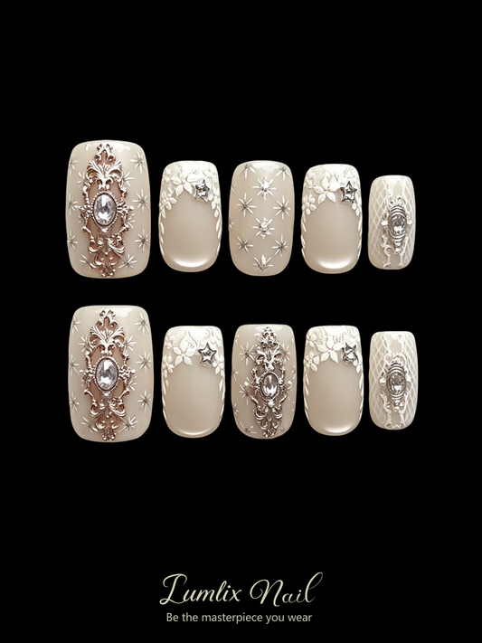 Gilded Lace Reverie | LUMlix Haute Nail