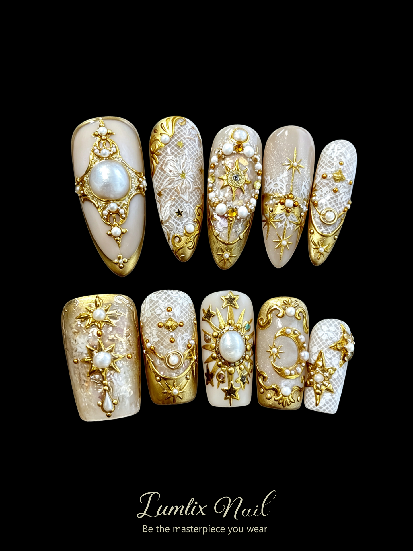 Celestial Gilded Scripture | LUMlix Haute Nail