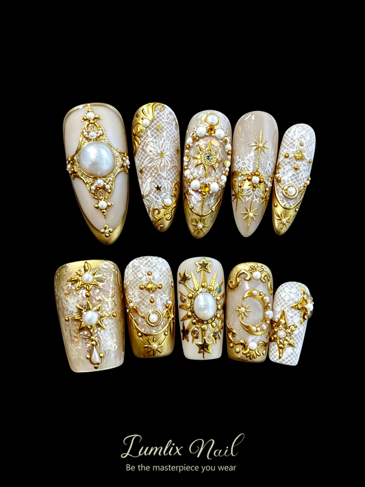 Celestial Gilded Scripture | LUMlix Haute Nail