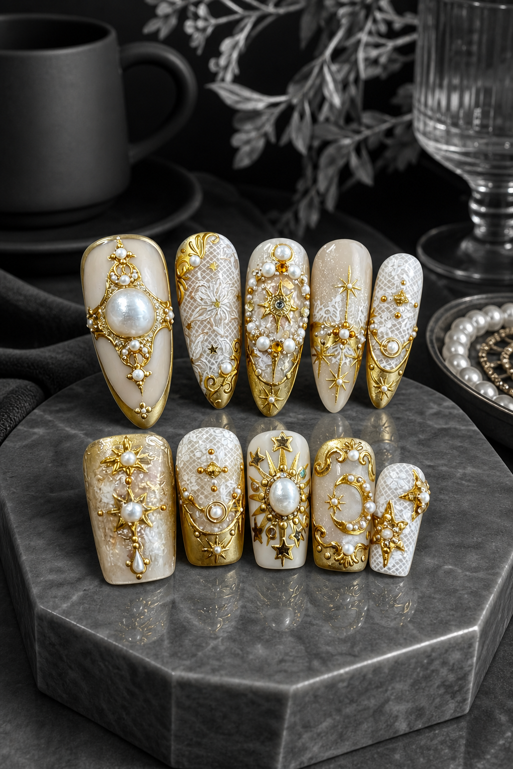 Celestial Gilded Scripture | LUMlix Haute Nail