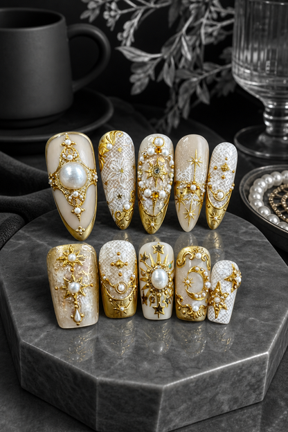 Celestial Gilded Scripture | LUMlix Haute Nail