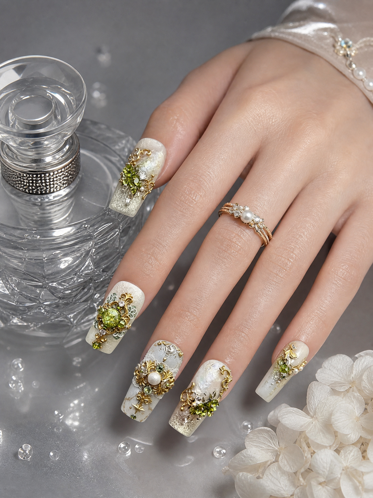 Verdant Gilded Reverie | LUMlix Haute Nail