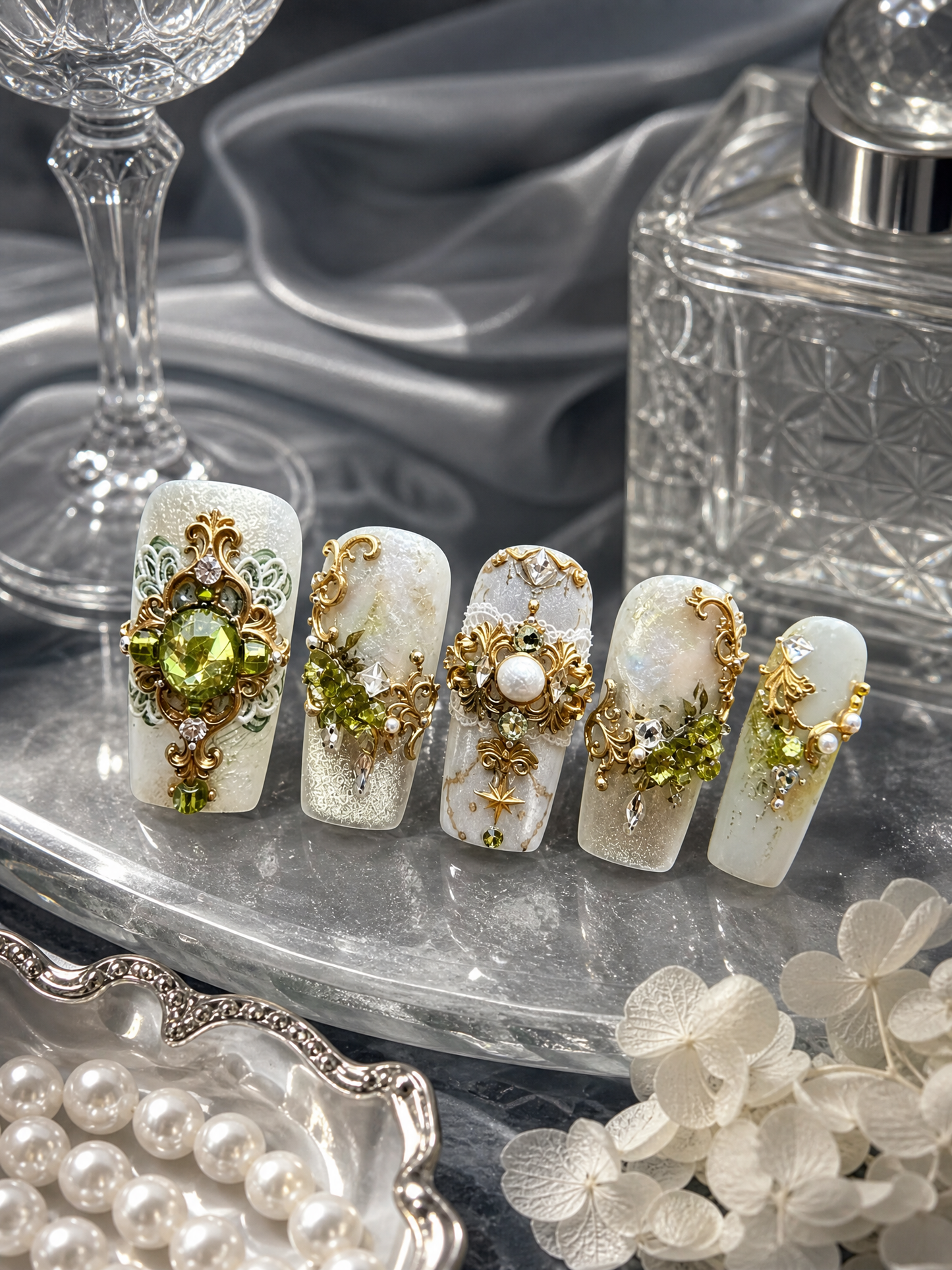 Verdant Gilded Reverie | LUMlix Haute Nail