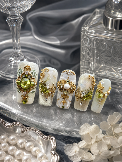Verdant Gilded Reverie | LUMlix Haute Nail