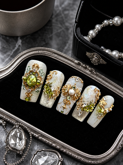 Verdant Gilded Reverie | LUMlix Haute Nail