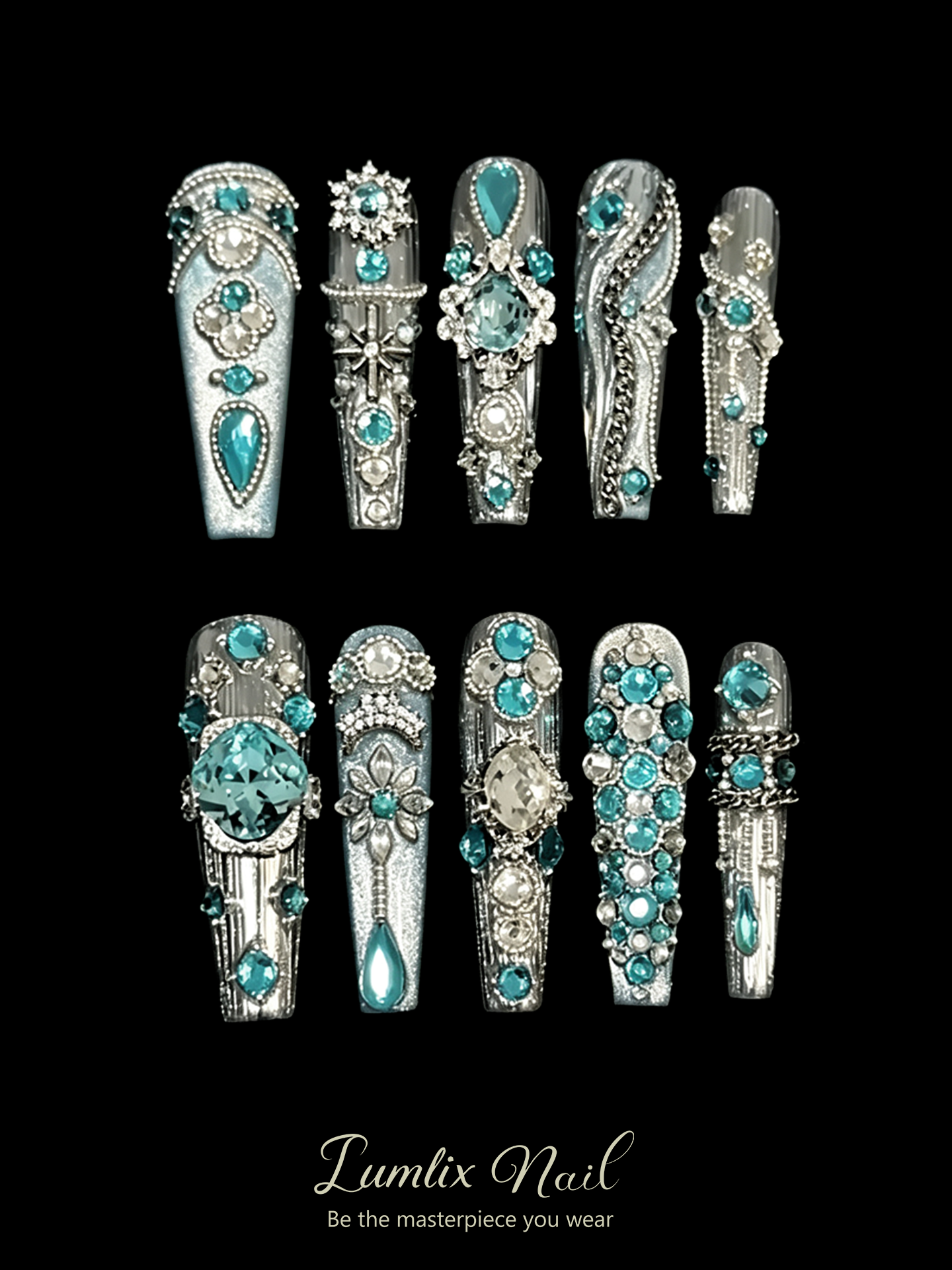 Azure Sovereign Regalia | LUMlix Haute Nail