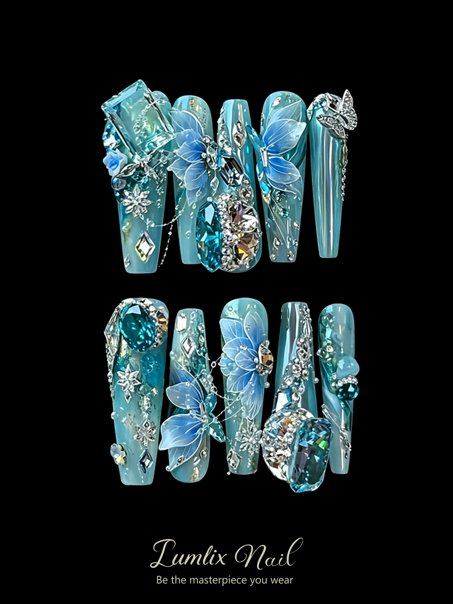 Glacial Butterfly & Abyssal Teardrop | LUMlix Haute Nail