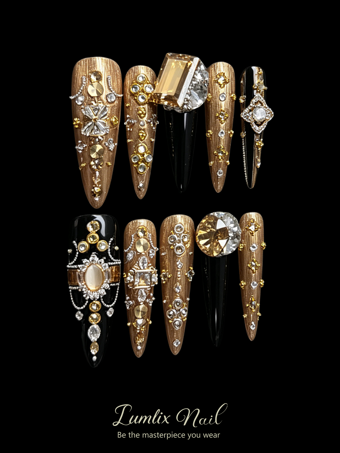 Gilded Amber & Onyx Sovereign | LUMlix Haute Nail
