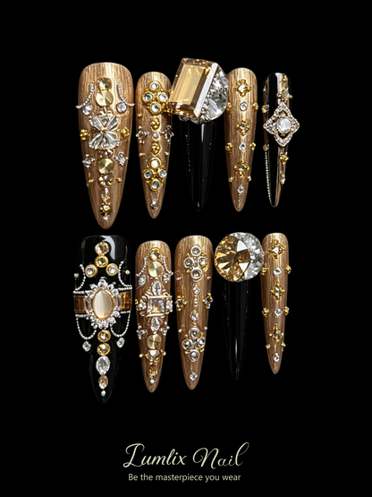 Gilded Amber & Onyx Sovereign | LUMlix Haute Nail