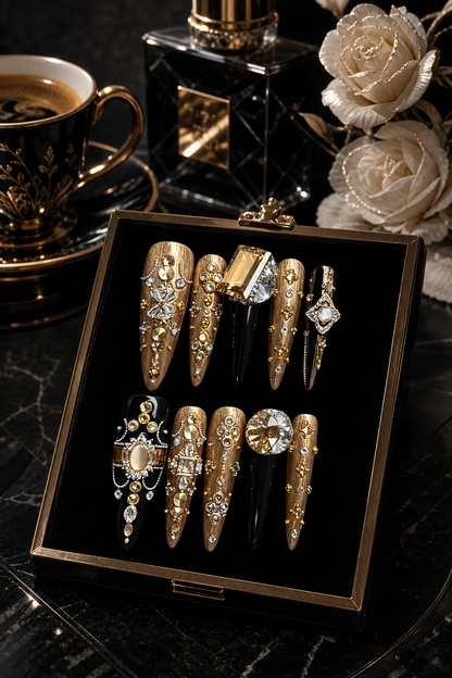 Gilded Amber & Onyx Sovereign | LUMlix Haute Nail