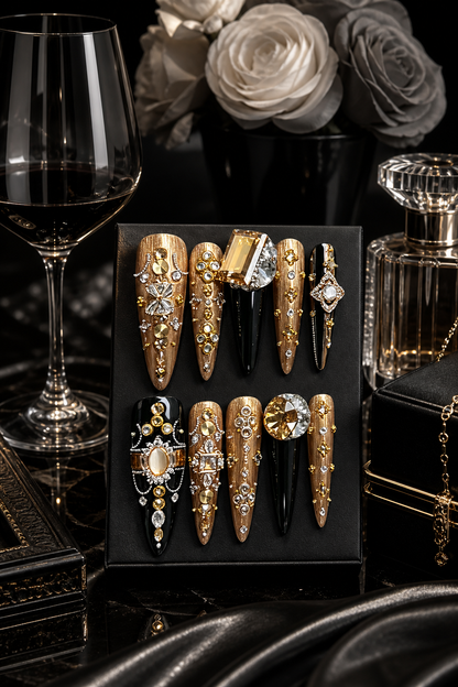 Gilded Amber & Onyx Sovereign | LUMlix Haute Nail
