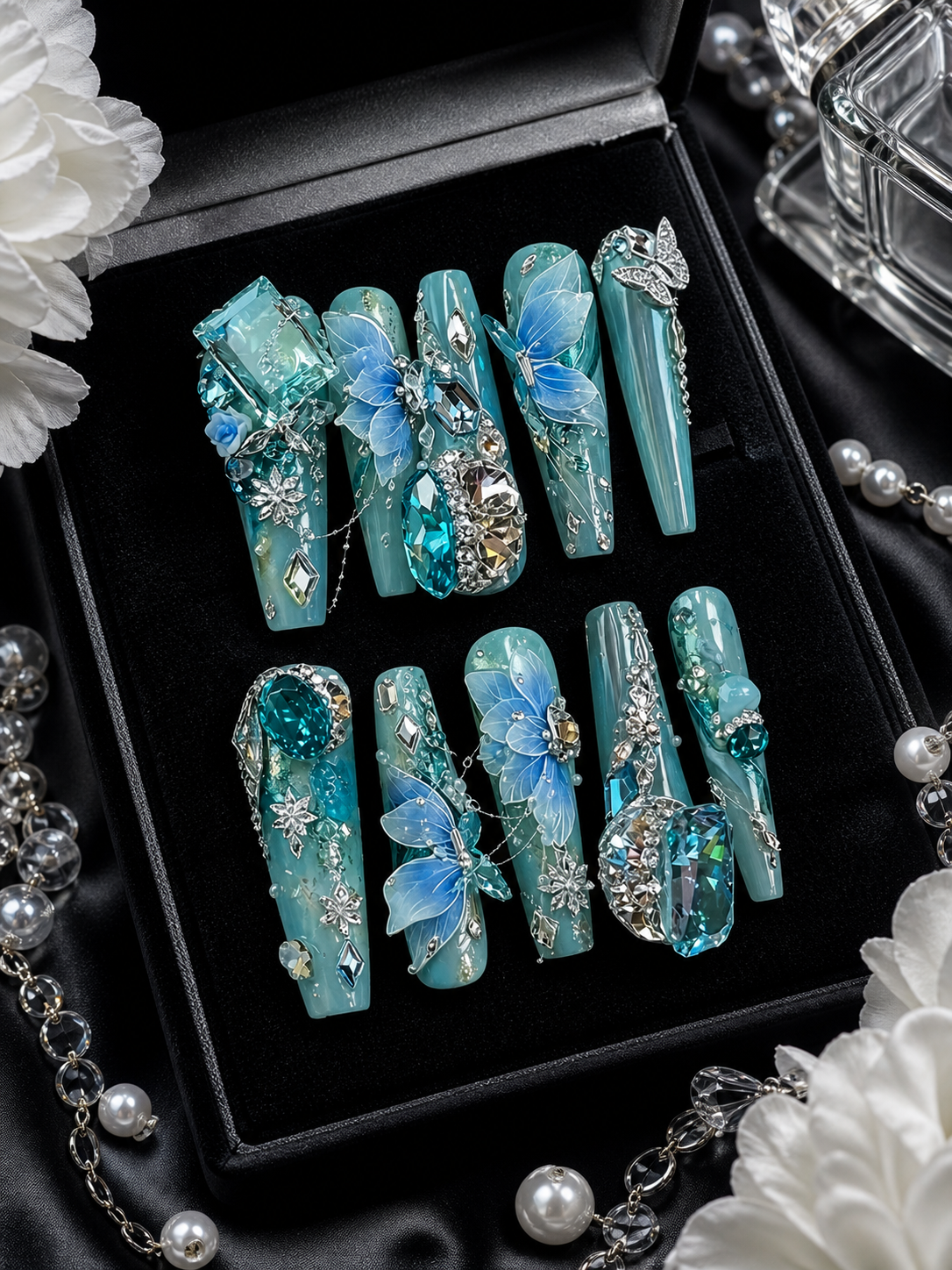 Glacial Butterfly & Abyssal Teardrop | LUMlix Haute Nail