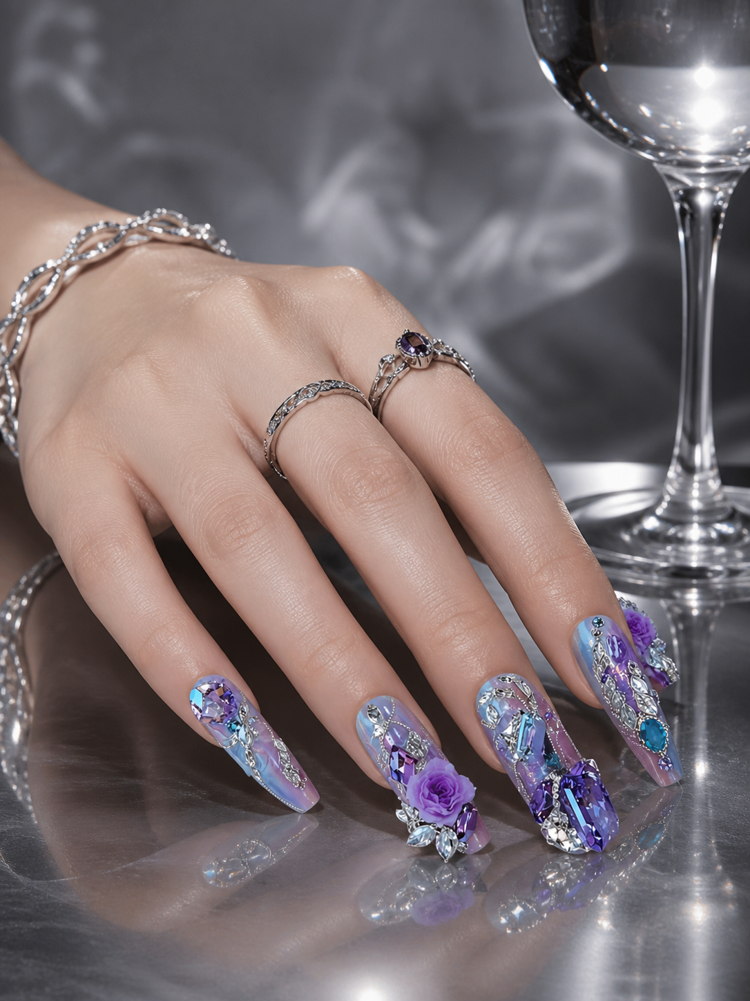 Amethyst Twilight & Gilded Rose | LUMlix Haute Nail