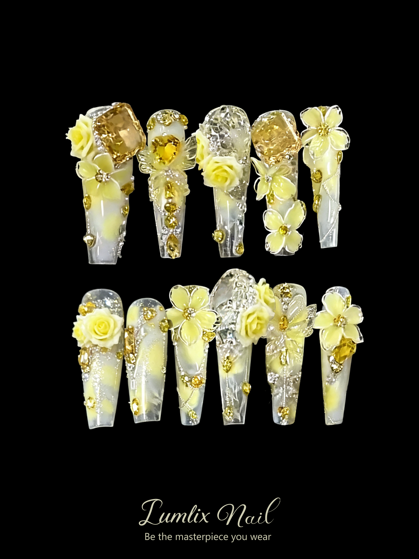 Gilded Citrus & Ivory Bloom | LUMlix Haute Nail