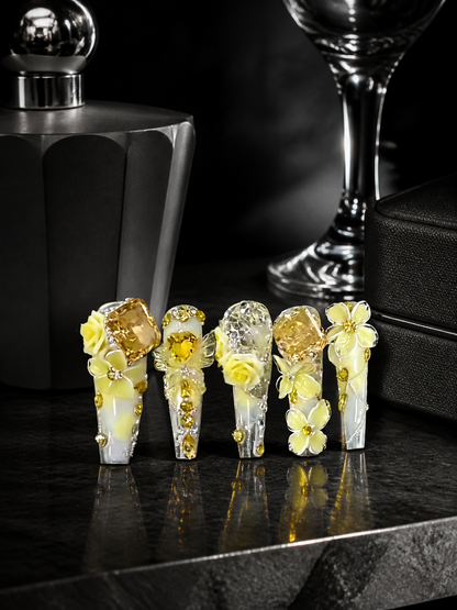 Gilded Citrus & Ivory Bloom | LUMlix Haute Nail