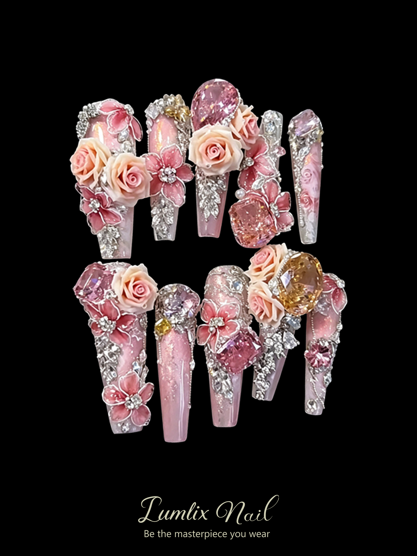 Rosé Quartz & Gilded Petals | LUMlix Haute Nail