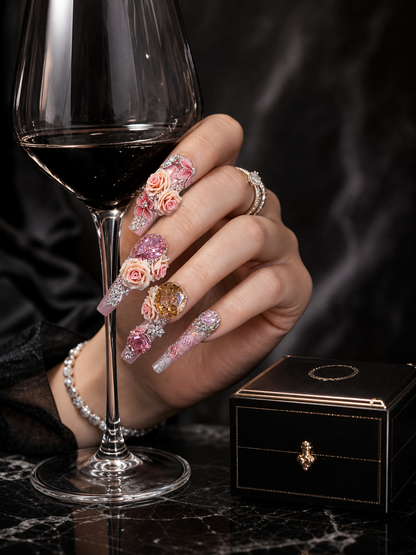 Rosé Quartz & Gilded Petals | LUMlix Haute Nail