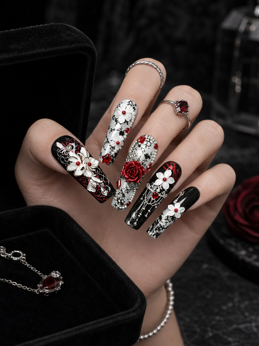 Crimson Lace Nocturne | LUMlix Haute Nail