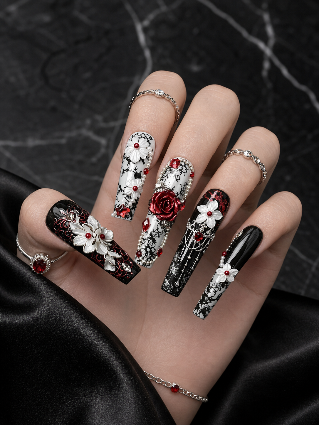 Crimson Lace Nocturne | LUMlix Haute Nail