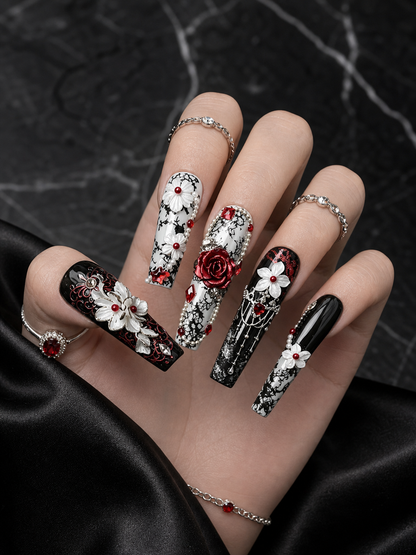 Crimson Lace Nocturne | LUMlix Haute Nail
