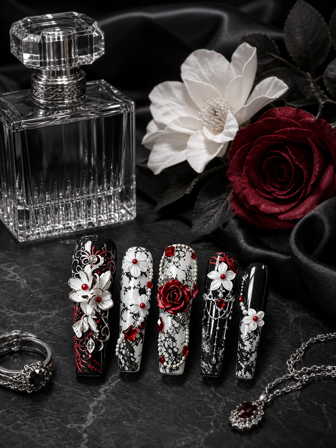Crimson Lace Nocturne | LUMlix Haute Nail