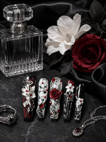 Crimson Lace Nocturne | LUMlix Haute Nail