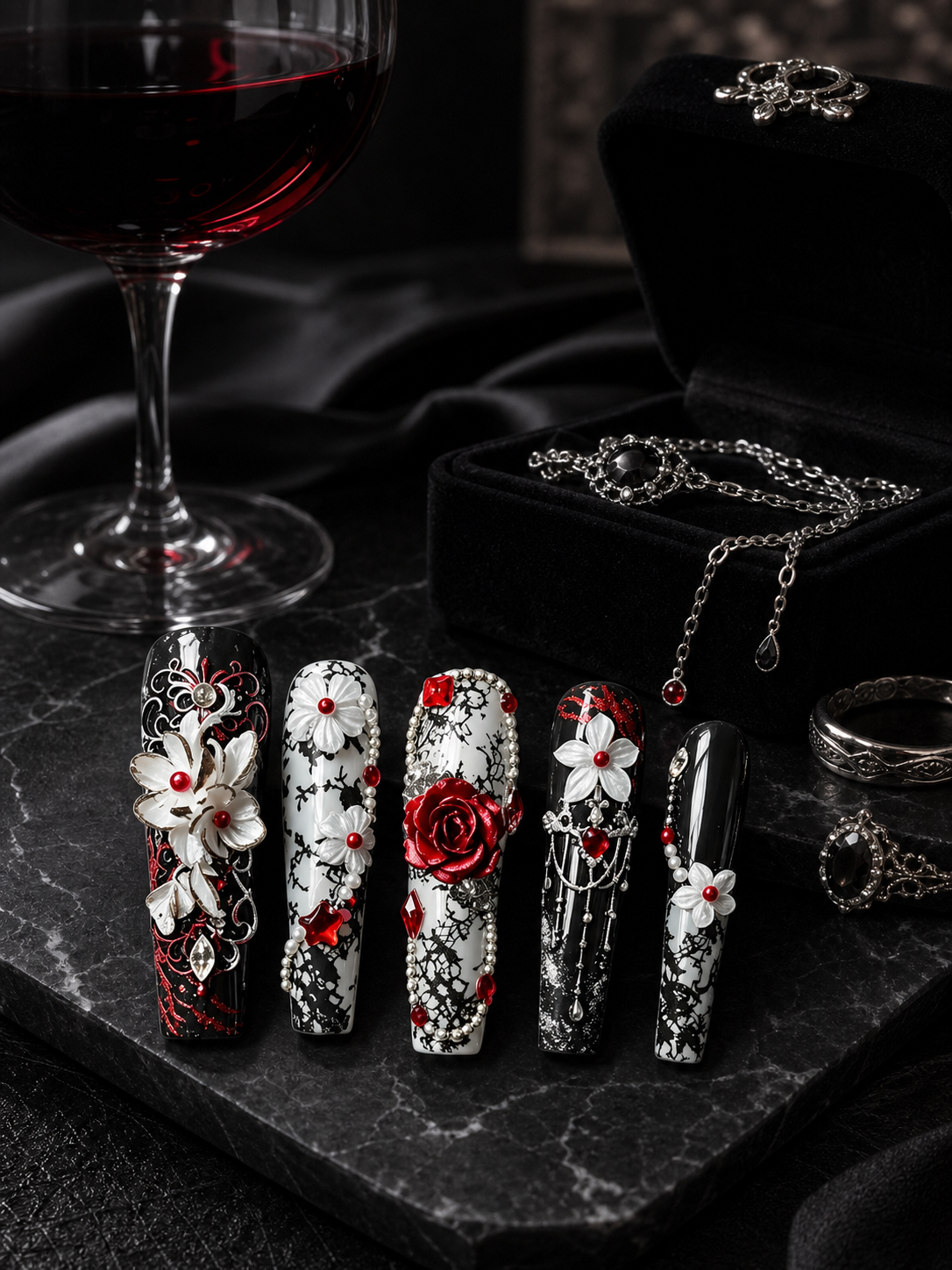 Crimson Lace Nocturne | LUMlix Haute Nail