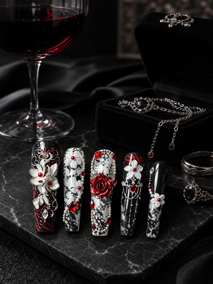 Crimson Lace Nocturne | LUMlix Haute Nail