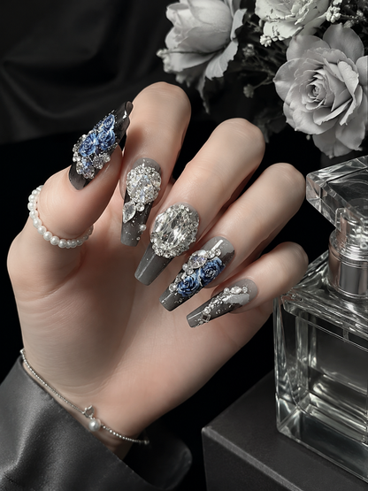 Midnight Blue Rose Empress | LUMlix Haute Nail