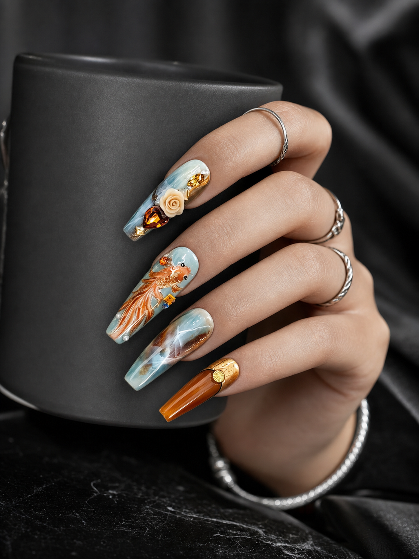 The Koi's Gilded Reverie | LUMlix Haute Nail