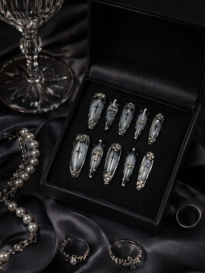 Gothic Vespers in Silver | LUMlix Haute Nail