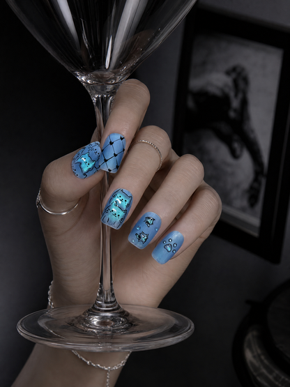 Blue Kitten Sketch | LUMlix Haute Nail