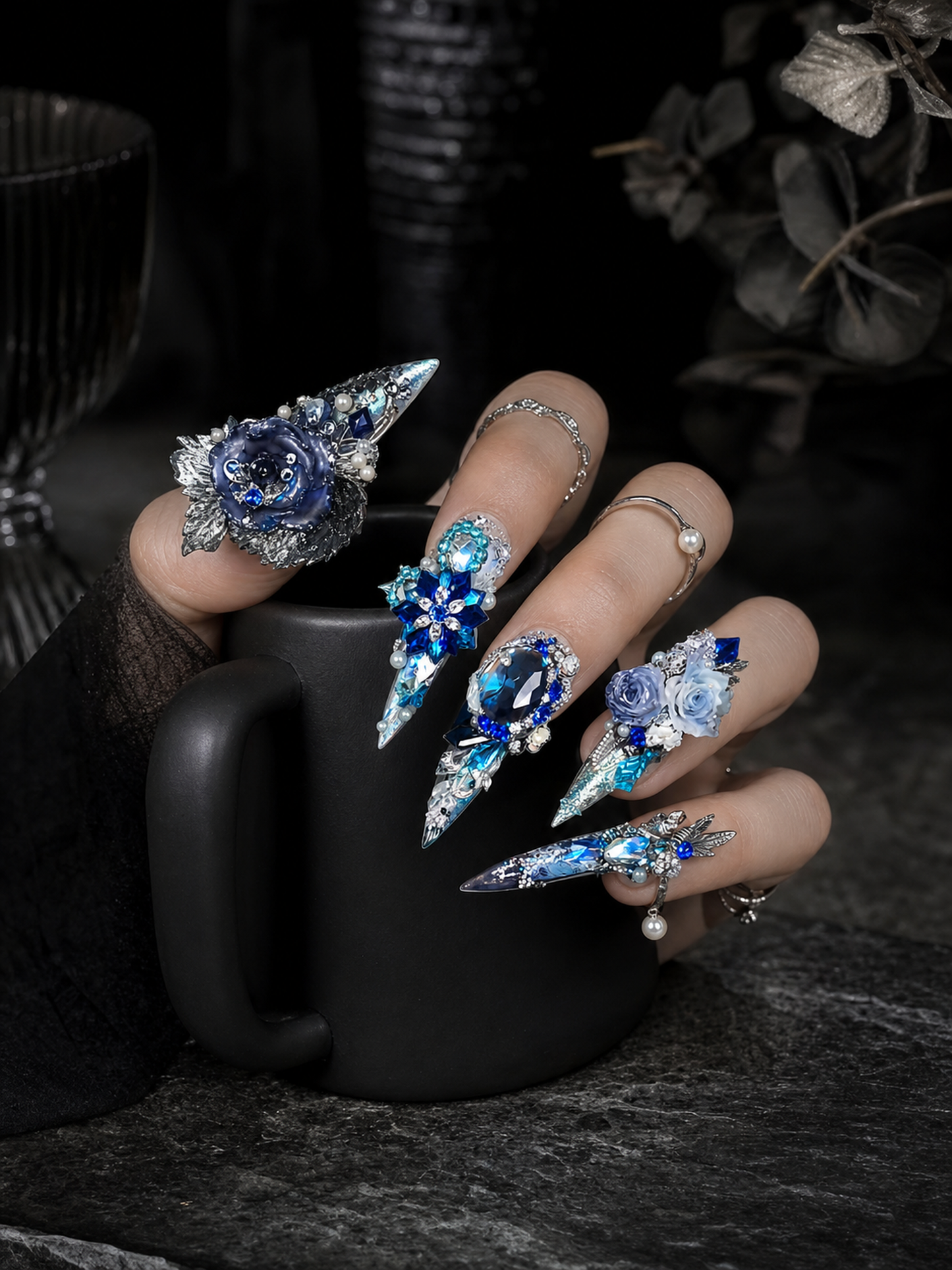 Midnight Frost's Frozen Rose | LUMlix Haute Nail