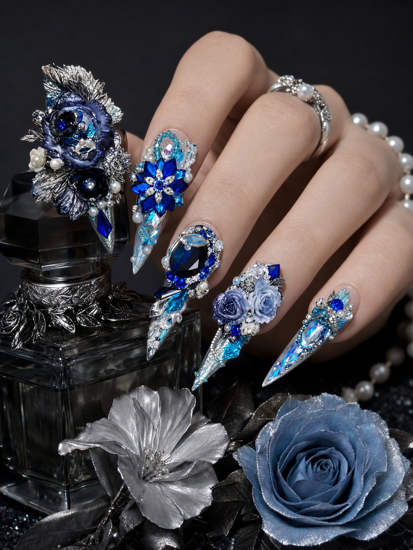 Midnight Frost's Frozen Rose | LUMlix Haute Nail