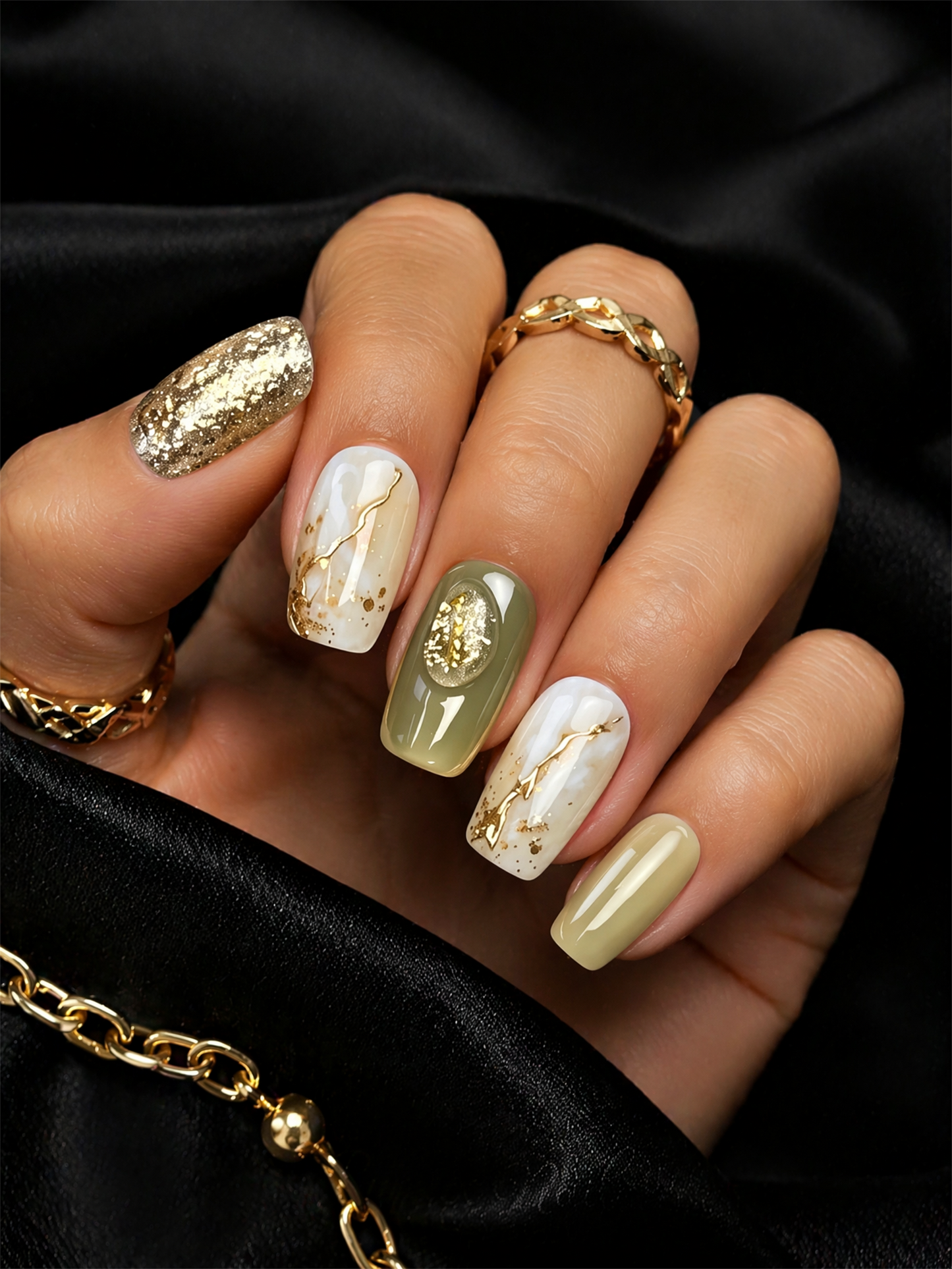 Verdant Gilded Reverie | LUMlix Haute Nail