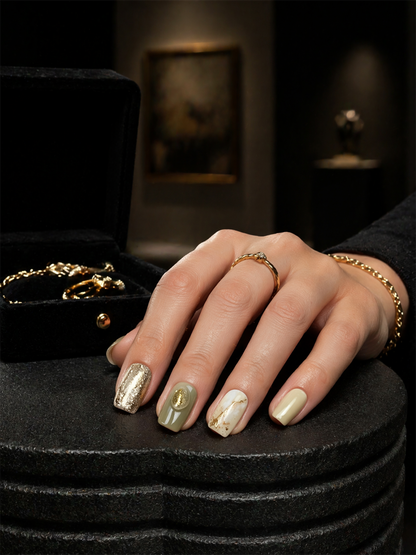 Verdant Gilded Reverie | LUMlix Haute Nail