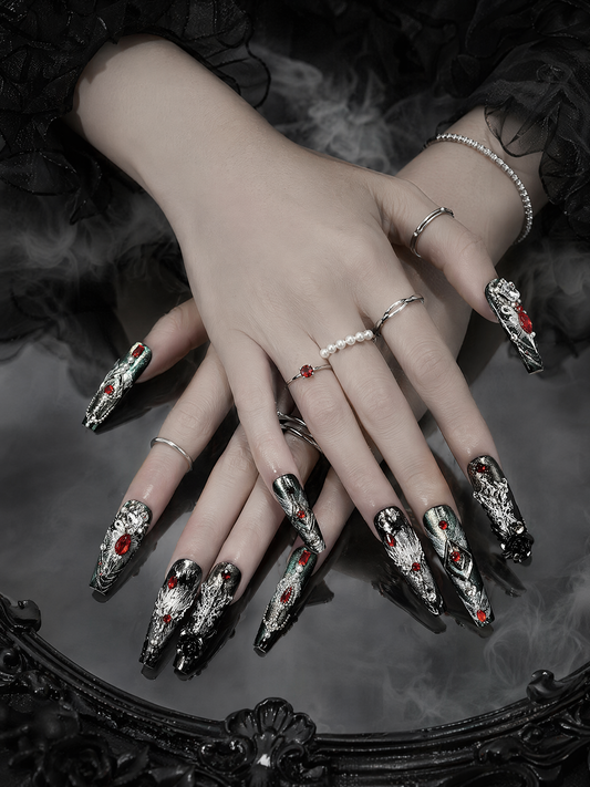Crimson Relic & Silver Psalms | LUMlix Haute Nail